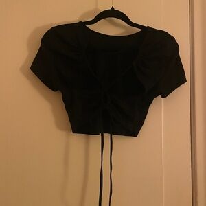 Open back black crop top